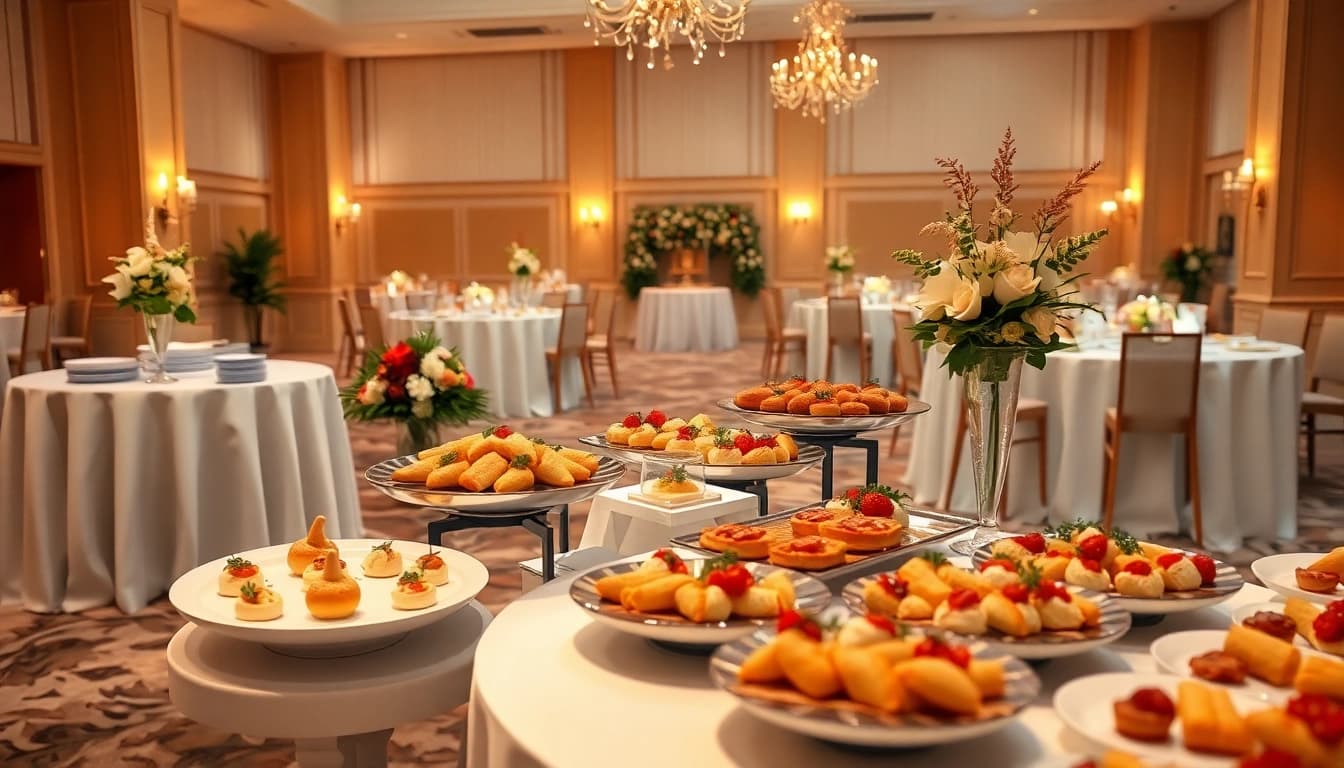 Stylish catering setup showcasing gourmet food in London, enhancing cateringhirelondon services.