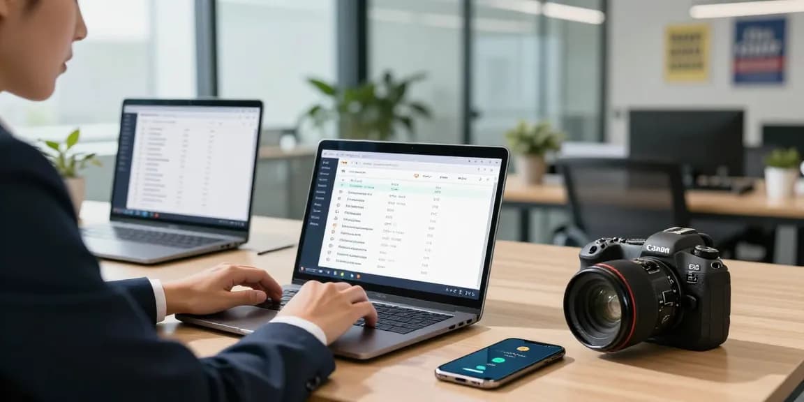 Professional researching who called using call tracking software in modern office.