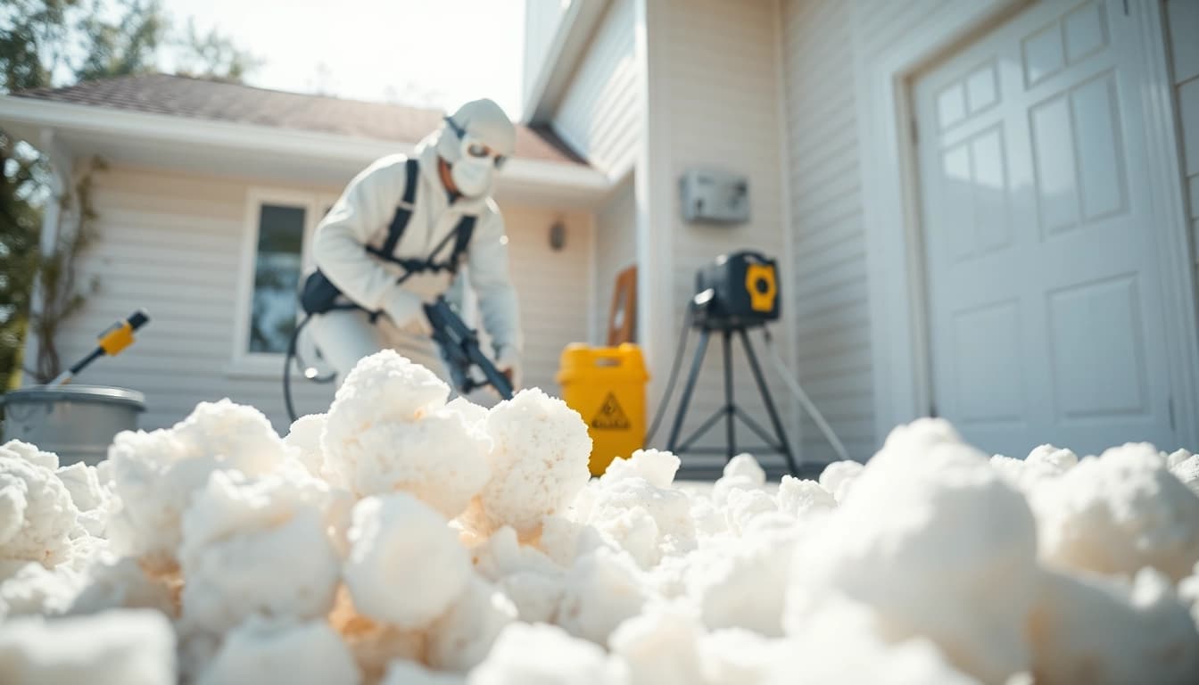 Efficient spray foam removal UK process by a professional team in action, ensuring a clean outcome.