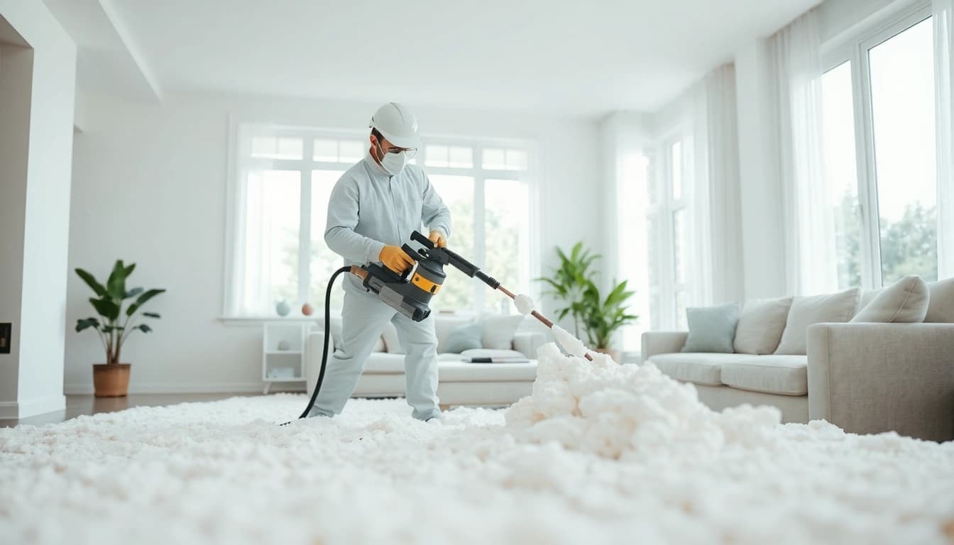 Expert spray foam insulation removal process in a modern home setting.