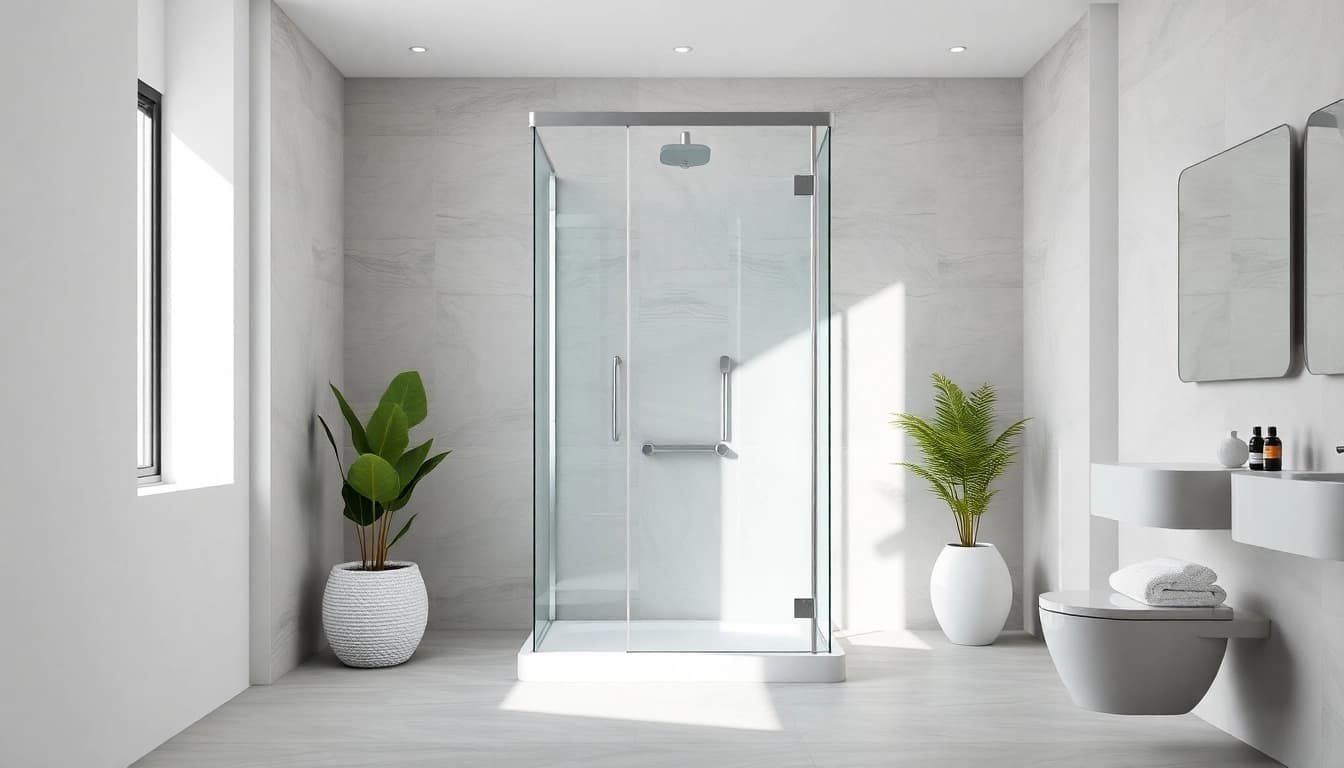 Entdecken Sie die elegante dusche 100x100 in einem modernen Badezimmer mit minimalistischen Akzenten.