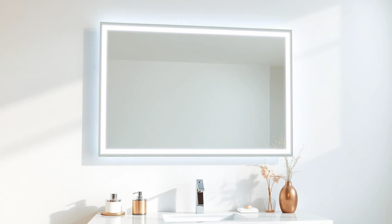 Illuminate your space with a stunning mirror light mirror reflecting elegance and modern design.