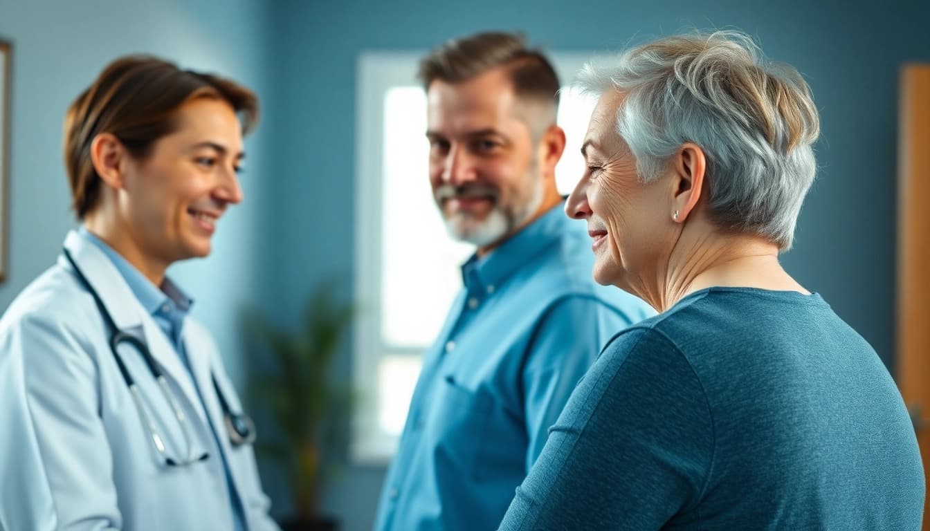 Chiropractor assisting patient with back pain solutions in a calm professional setting.