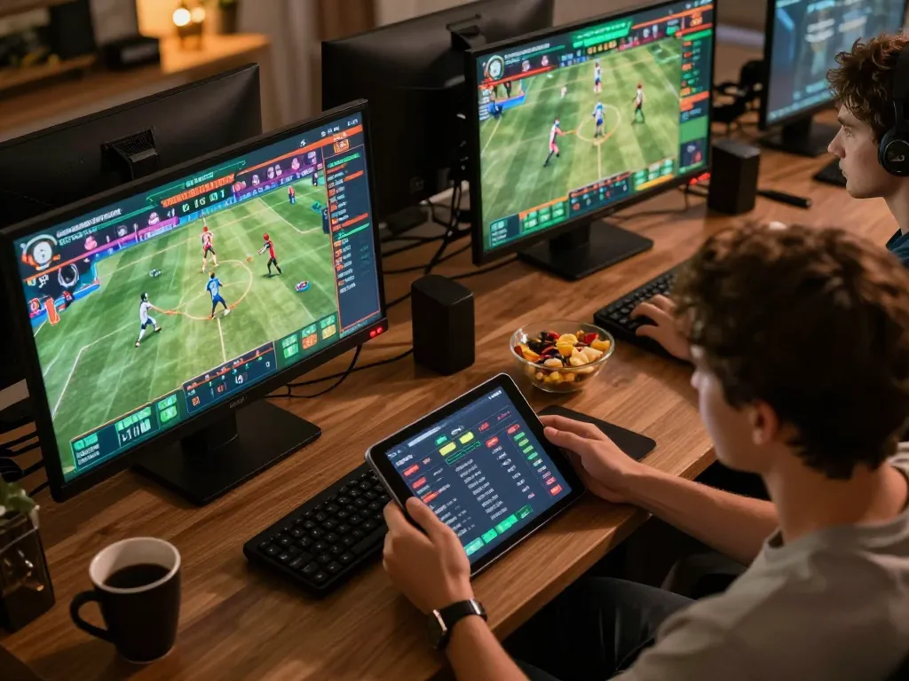 SV66 players analyzing their bets during an online sports betting session at home.