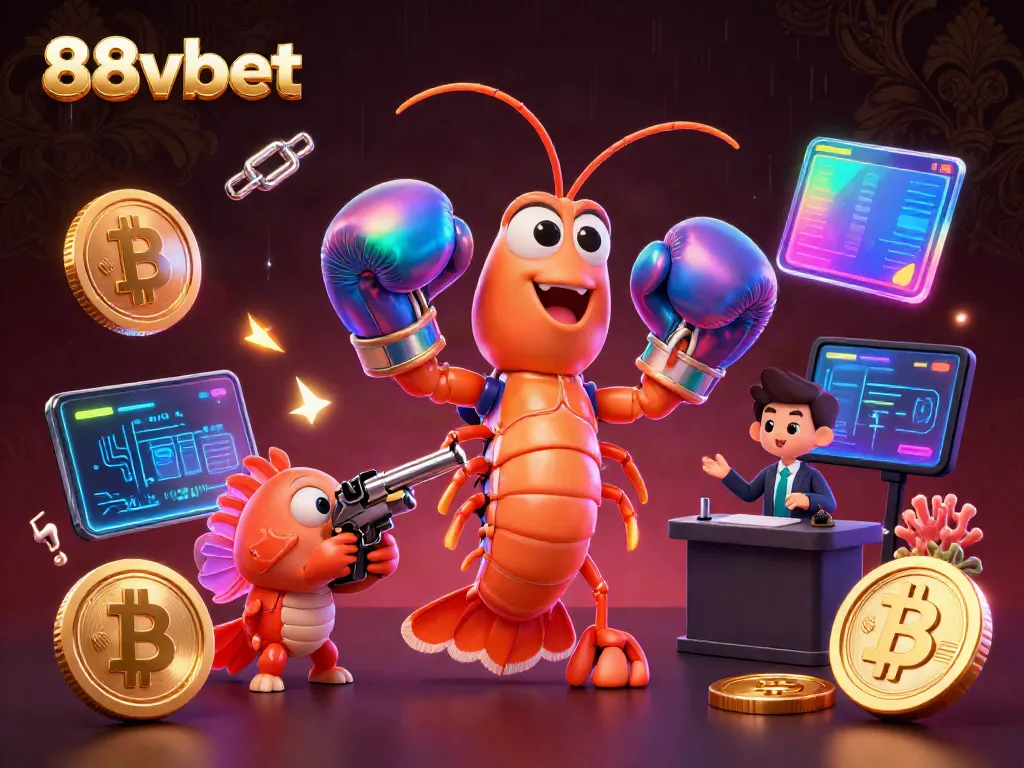 Engage with 88vbet through vibrant characters and dynamic casino elements in a colorful 3D illustration.