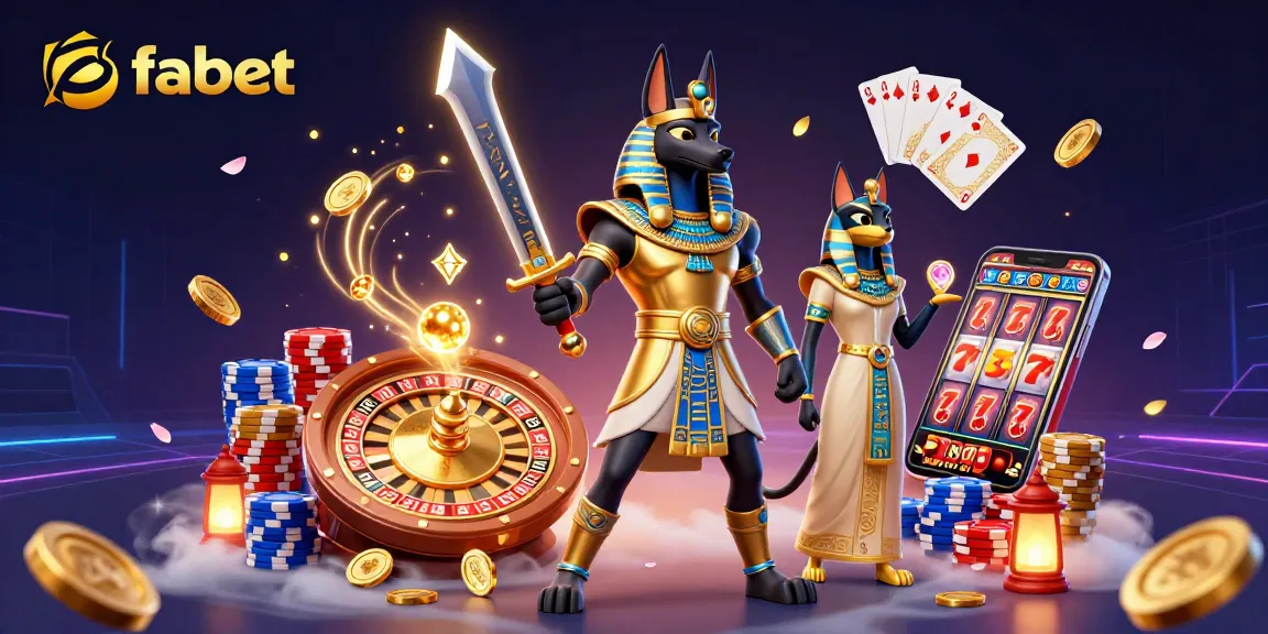 Experience fabet's thrilling gameplay with Anubis and Bastet in this dynamic 3D illustration.