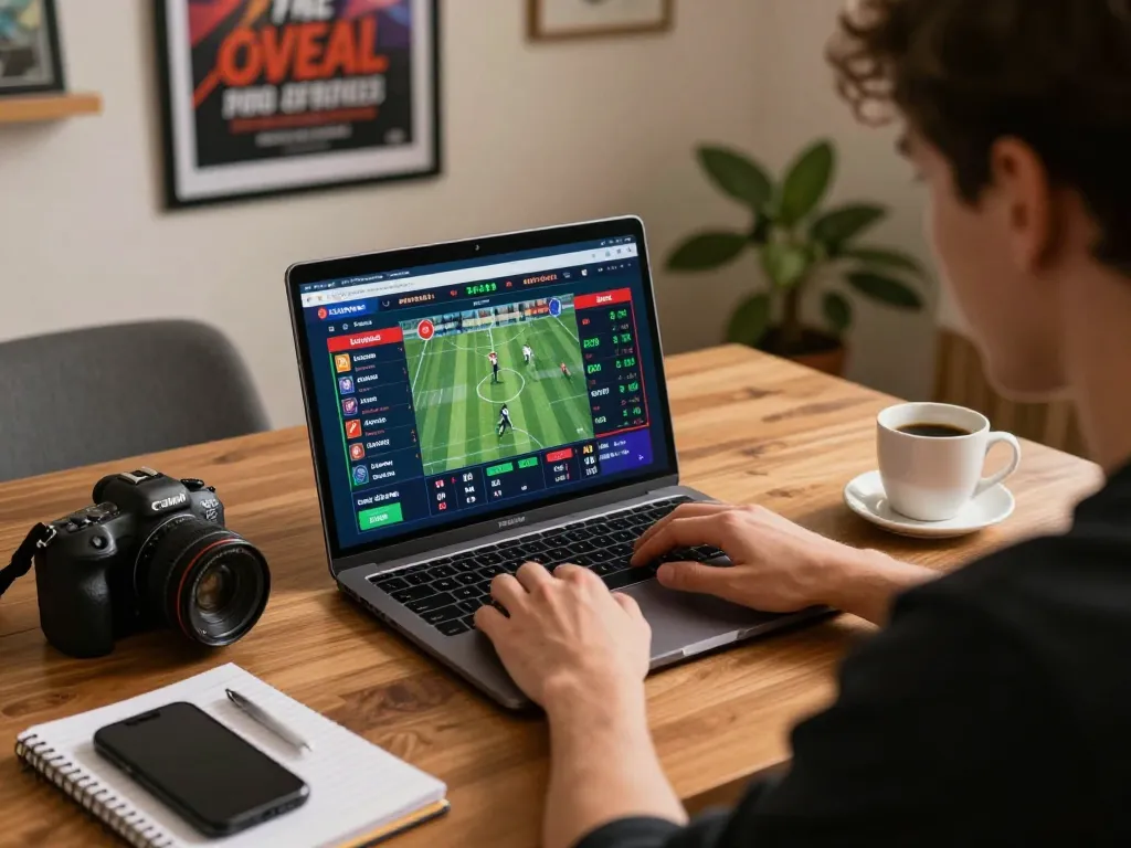 Experience sports betting excitement at https://xo88tv.com/ with a user analyzing live odds on a laptop.