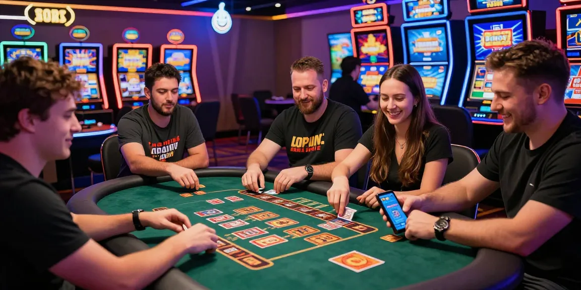 Exciting online casino atmosphere at being-there.org.uk featuring players enjoying games with credit card payments, vibrant lighting and engagement.