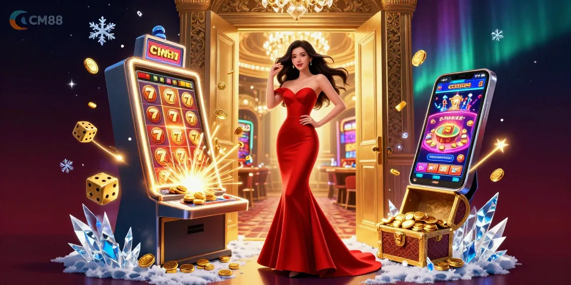 Experience the excitement of CM88 with stunning slot machines and vibrant game elements.