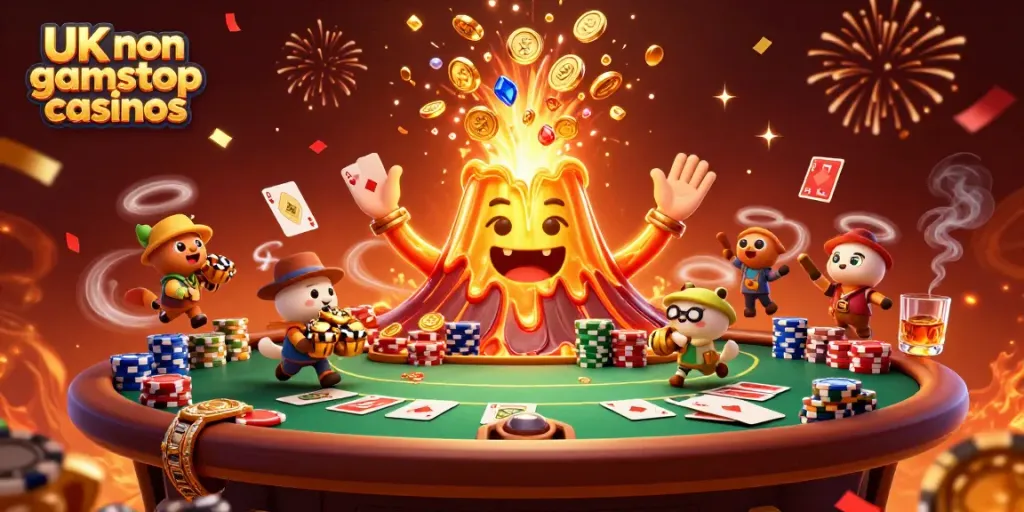 Experience thrilling gaming at UK non gamstop casinos with a vibrant scene of adventure and treasure.