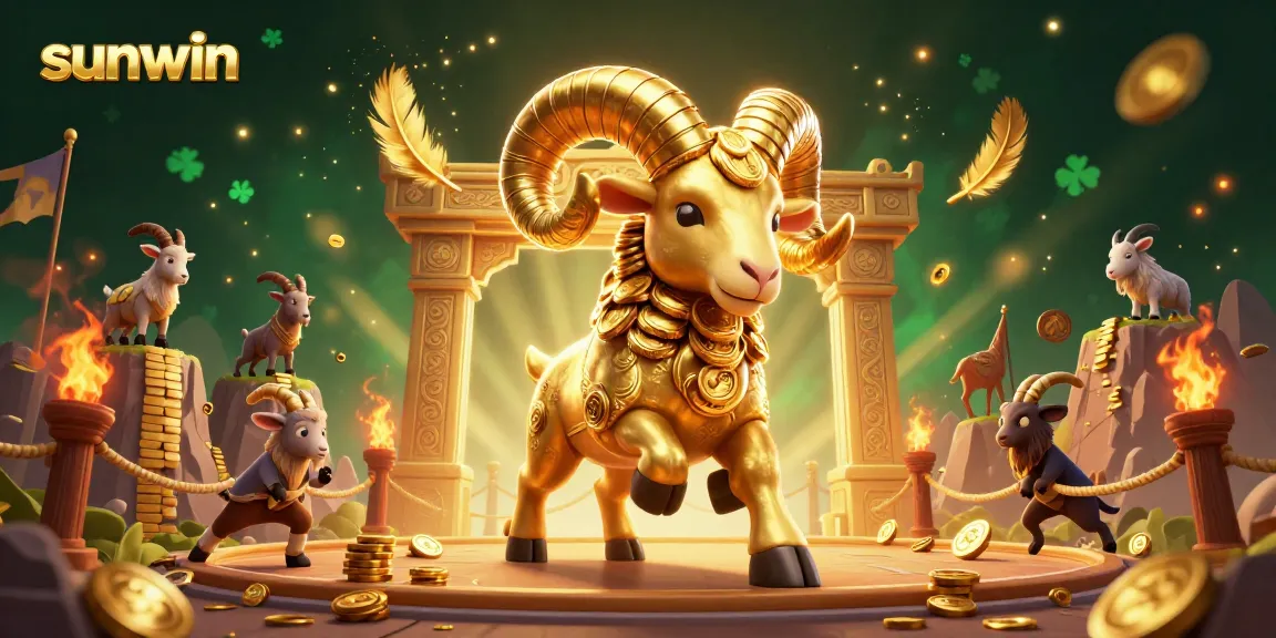 Engage in thrilling gameplay at sunwin with the massive golden ram charging towards a golden gate.
