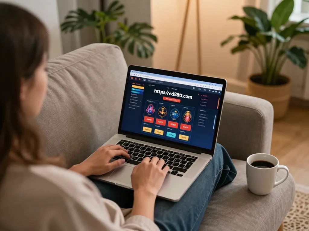 Play online casino games on https://red88tt.com/ within a cozy living room setting.