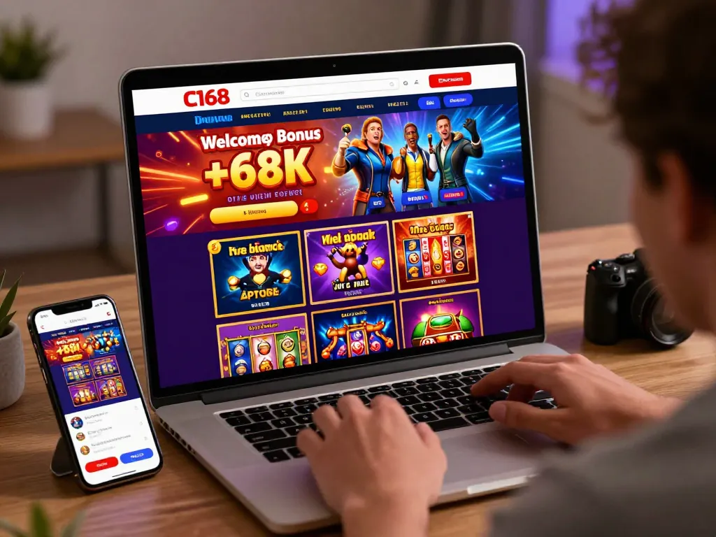 Player engaging with C168 online gambling platform showcasing sports betting and live casino.