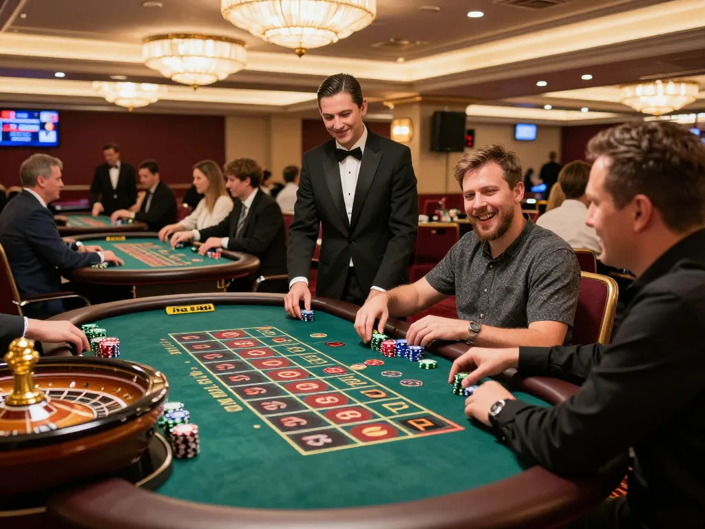Players engaging in thrilling roulette action at Net88 casino, colorful chips and dynamic atmosphere.
