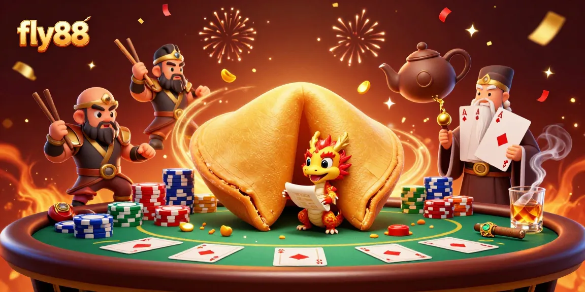 Experience thrilling gameplay at fly88 with a dynamic scene of casino action featuring poker elements.