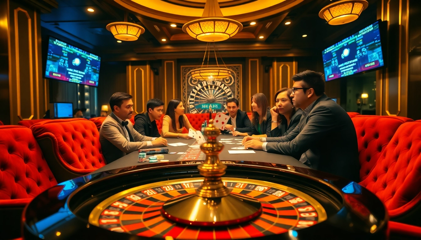 Experience excitement and thrill while playing at https://luongsontv5.com/ with vibrant casino visuals of roulette and cards.