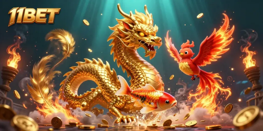 Experience thrilling wins with 11BET in this vibrant 3D casino action scene featuring dynamic characters and elements.