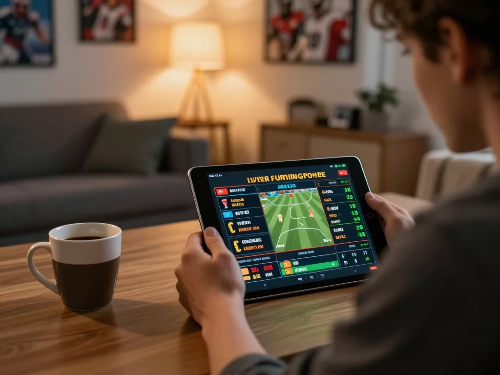 The excitement of sports betting at home through the 32win app, showcasing live engagement and strategic gameplay.