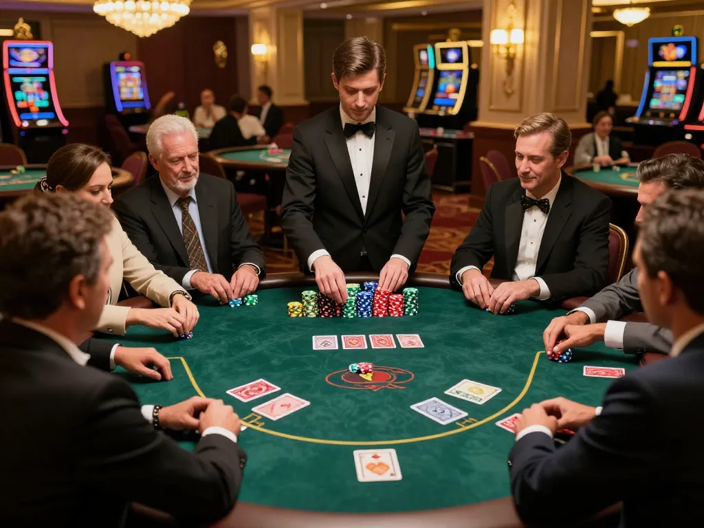 Player engaged in high-stakes poker at 789WIN casino table, vibrant chips and cards in action.