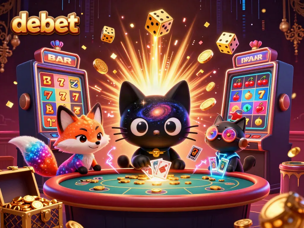 Experience the vibrant debet casino atmosphere with cosmic characters and dazzling gaming elements.