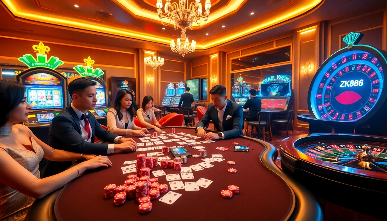 Players engaging in high-stakes gaming at the vibrant ZK88 Club online casino.