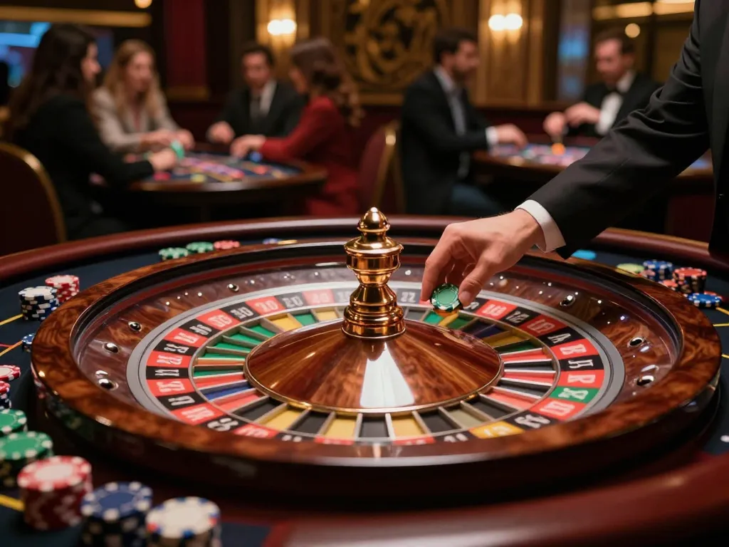 Player strategically placing bets in an exciting roulette game at 789p casino