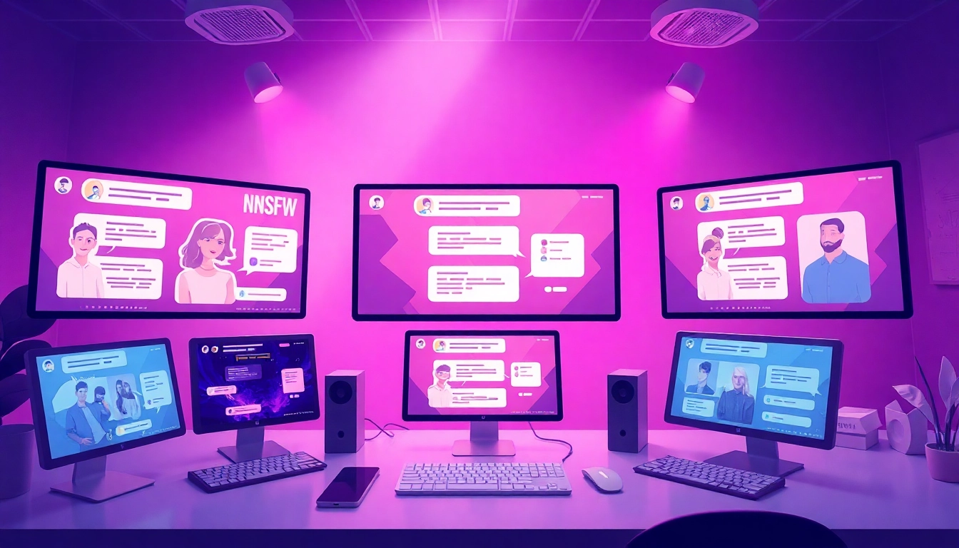 Explore engaging nsfw ai platforms in a vibrant digital workspace with advanced chat interfaces.