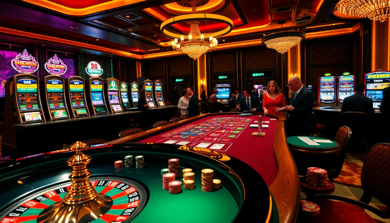 Experience the thrill of winning at 98win with vibrant casino tables and engaged players in action.