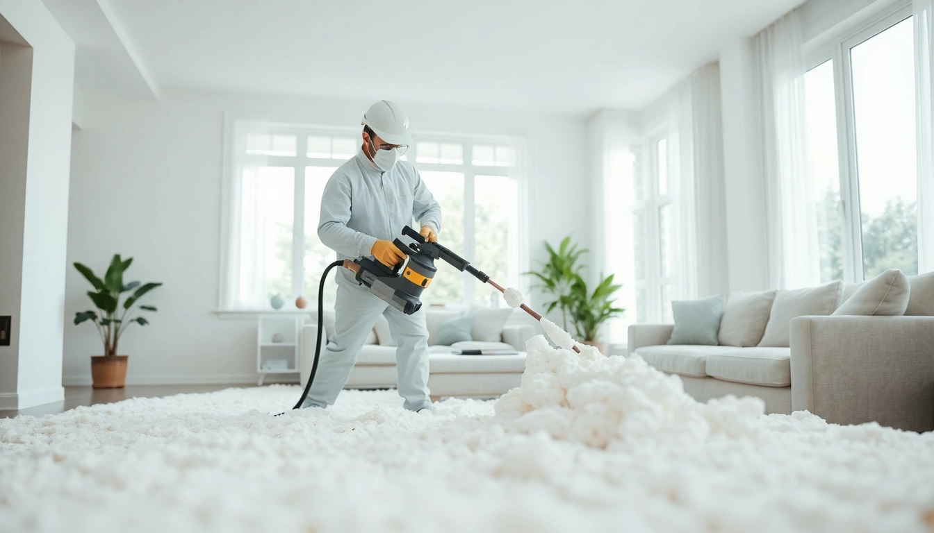 Expert spray foam insulation removal process in a modern home setting.