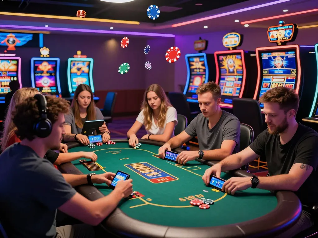 Exciting gaming experience at https://sunwin333.com/ with diverse players enjoying online casino action in a vibrant setting.