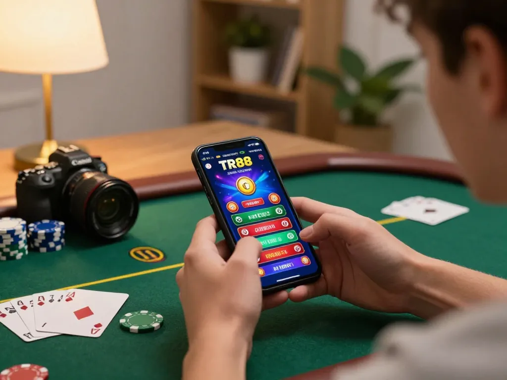 Engaging gaming session with TR88 COM online app displayed on smartphone, showcasing strategic gameplay.