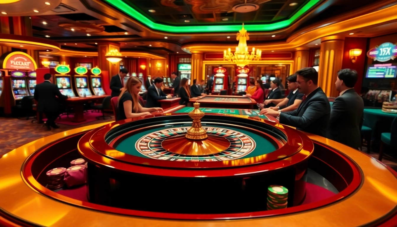 Experience the excitement at https://mmoo8.art/ with vibrant casino visuals featuring roulette, slot machines, and poker action.