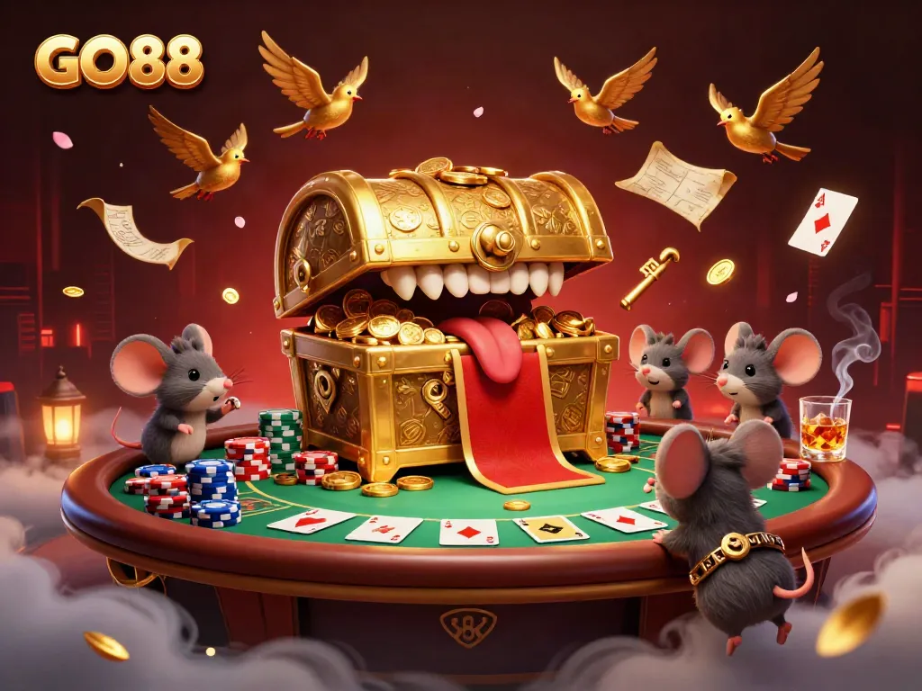 Engage with GO88's thrilling games and lavish prizes in an ultra-detailed casino scene.
