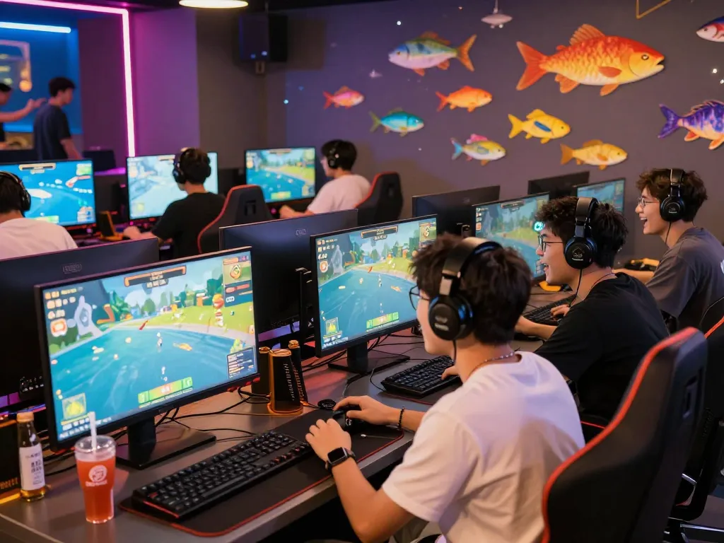 Players engaged in nhà cái fun79 fishing games with vibrant graphics and social gaming atmosphere.