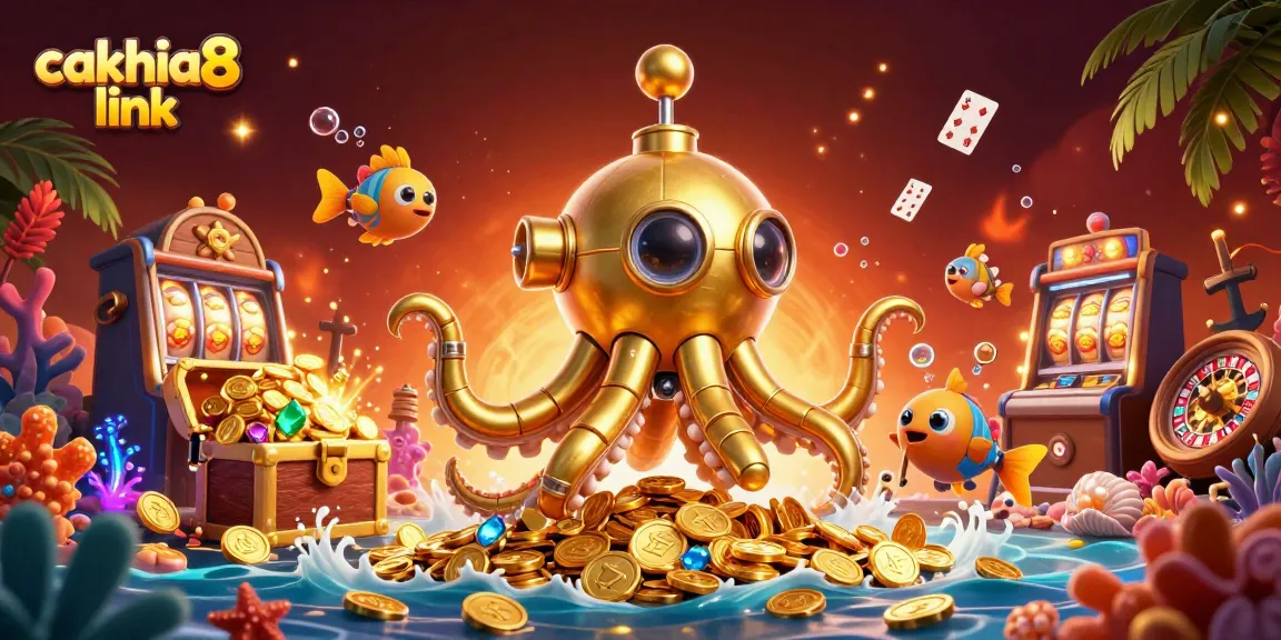 Engage with the cakhia8 link illustration, featuring casino elements like slot machines and roulette.