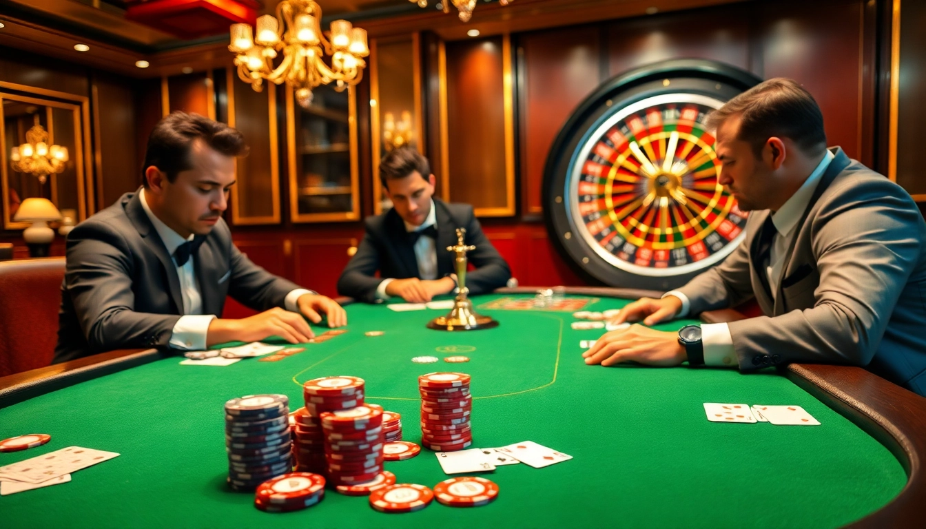 High-stakes poker action at jbo chính thức, showcasing excitement with vibrant casino elements.