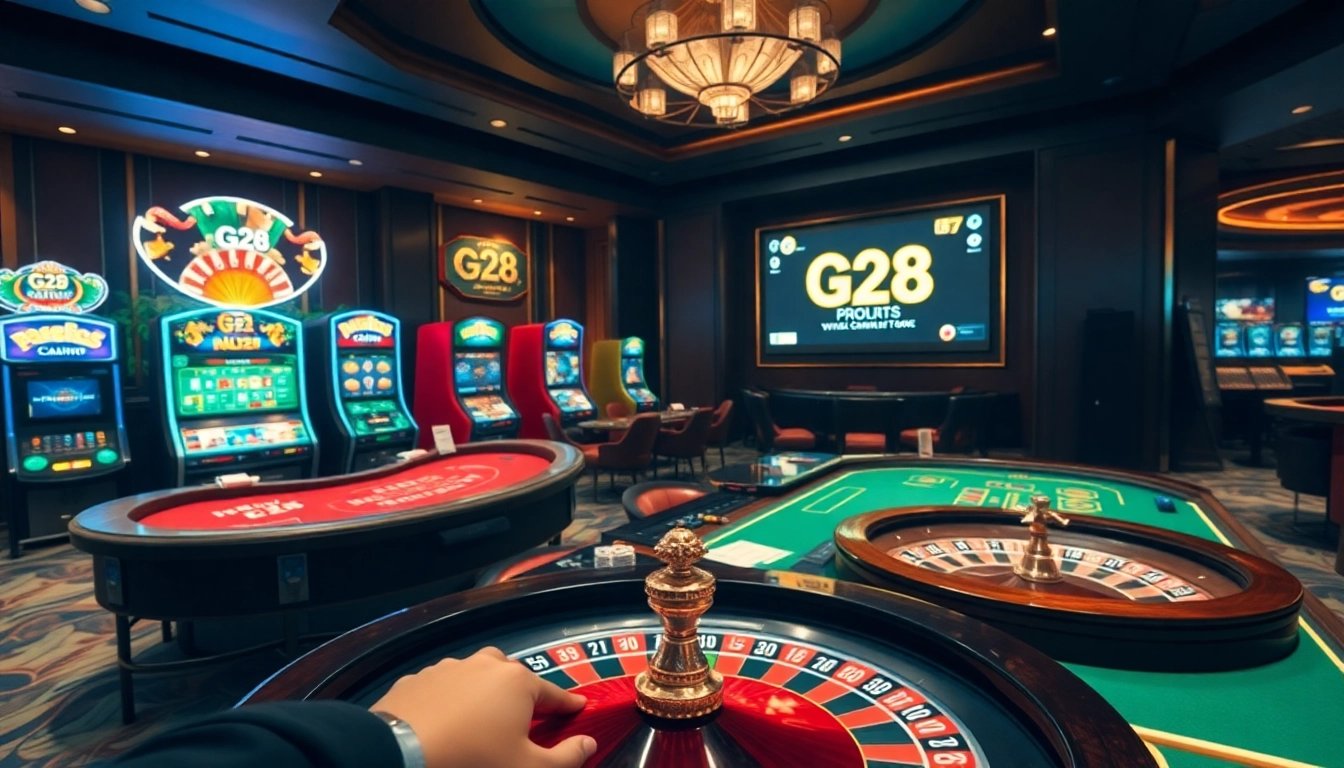 Experience the thrill of betting at G28 with vibrant casino games and luxurious ambiance.