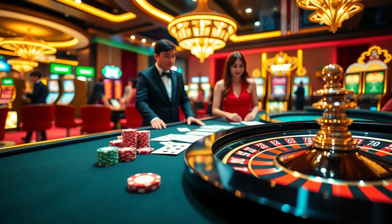 Experience the excitement of GG888 with a vibrant casino scene featuring poker chips, cards, and roulette.