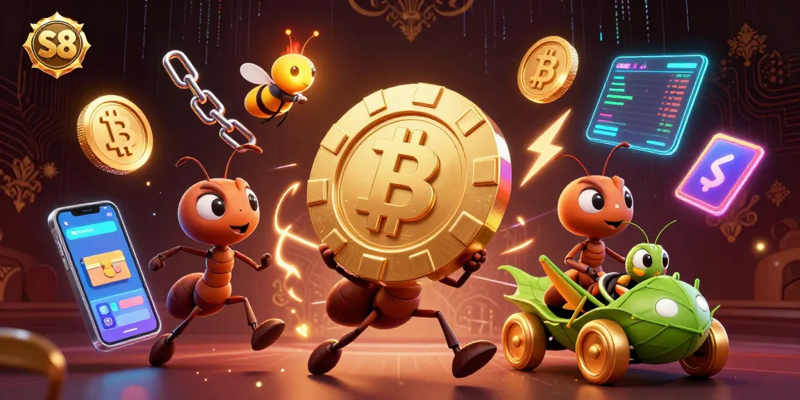 S8 casino team of ants steals a giant poker chip in a vibrant gaming world.