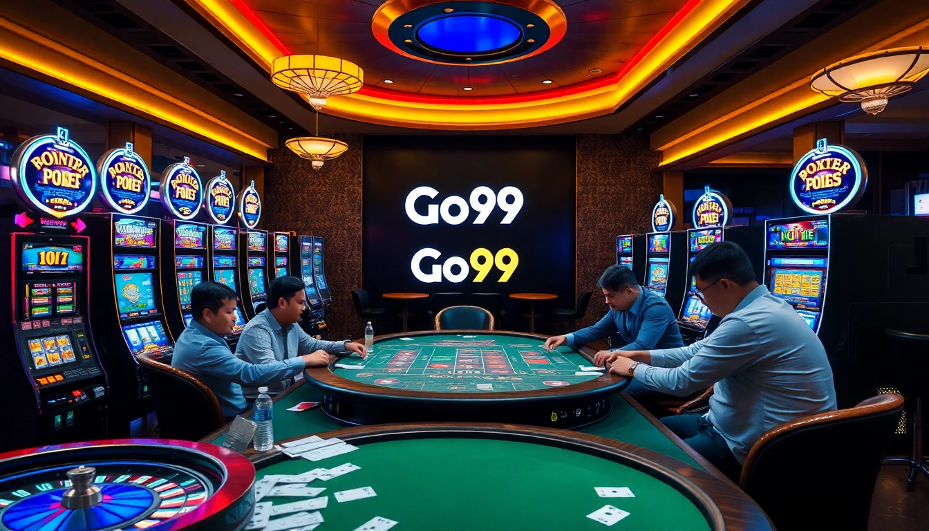 Go99 players enjoying an exciting casino game experience with luxury gaming elements.