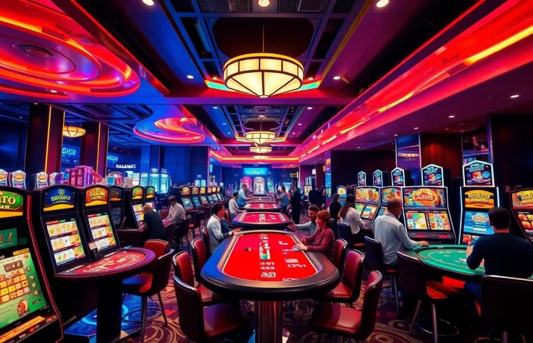 Explore the exciting casino environment at ev88win.live with vibrant gaming tables and happy players.