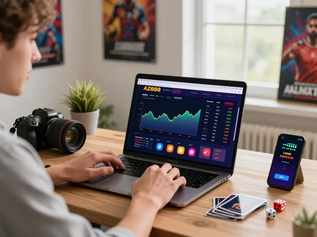 Dynamic online betting scene showcasing the reputation of nhà cái uy tín AZ888 through engaging platforms and lively atmosphere.
