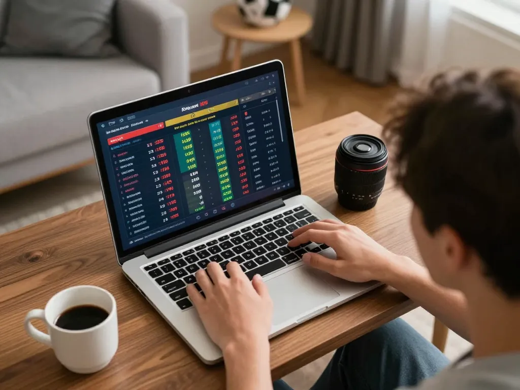 Engaging user places sports bets on Bl555 platform from home, showcasing exciting betting interface and cozy atmosphere.