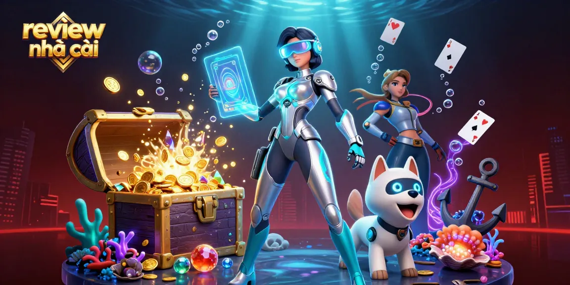 Engaging 3D illustration depicting the review nhà cái concept, showcasing vibrant casino-themed elements.