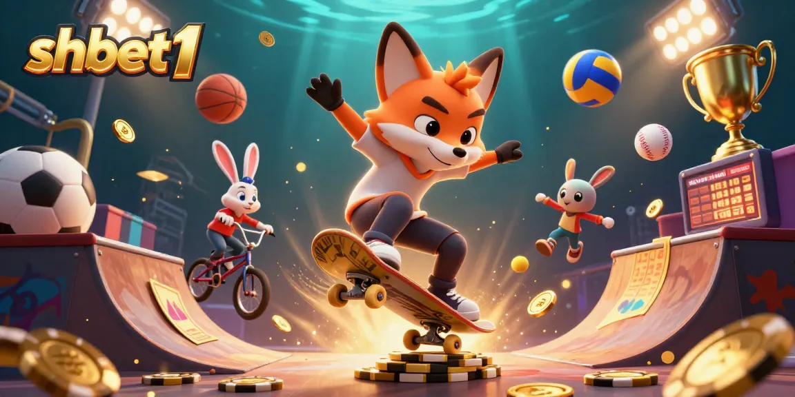 Engage with thrilling casino action at shbet1 featuring a skateboarder fox and BMX rabbit in a dynamic scene.