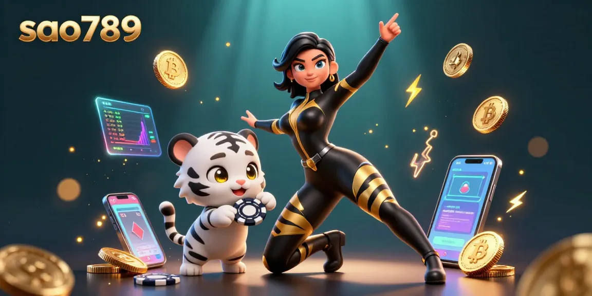Engage in thrilling online gameplay at sao789 with a stunning 3D illustration capturing a vibrant casino atmosphere.