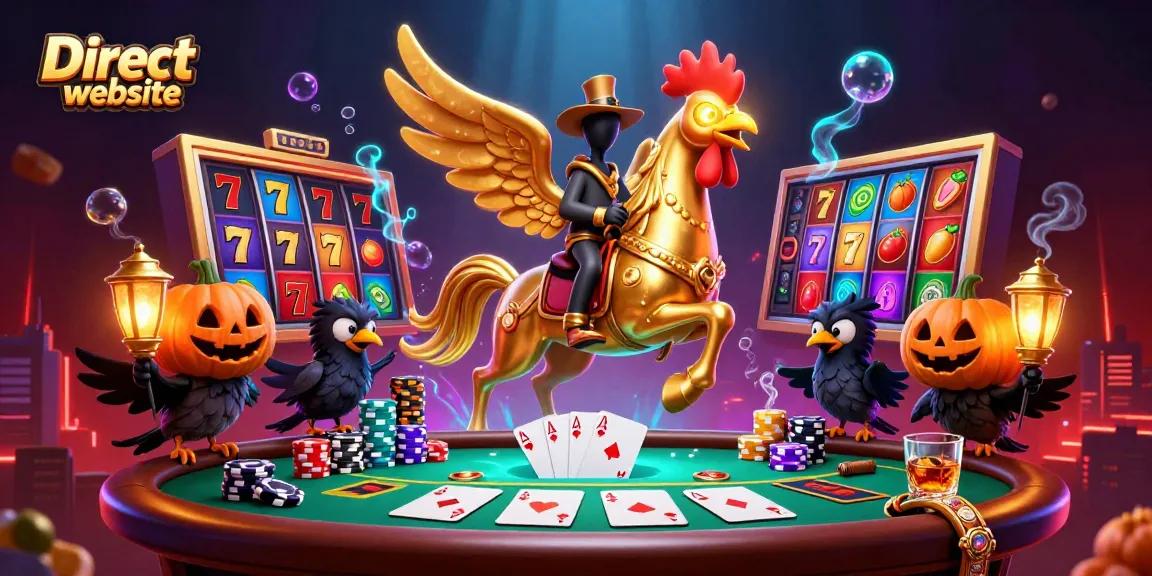 Spin the reels towards winning chances at the Direct website with vibrant casino elements in a dynamic scene.