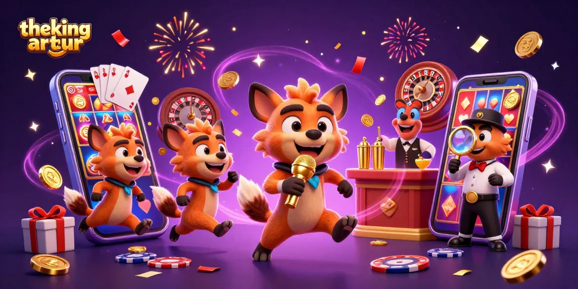 Thekingarthur hyenas host a lively casino scene with vibrant slots and colorful games.